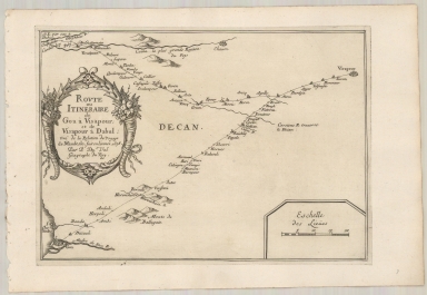 Route ou Itineraire de Goa a Visapour et de Visapour a Dabul; tire de la Relation du Voyage de Mandeslow, fait en l'annee, 1638