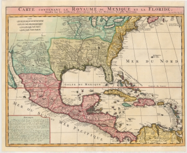 Carte Contenant Le Royaume Du Mexique Et La Floride, Dressez sur les meilleures observations & sur les Memoires les plus Nouveaux